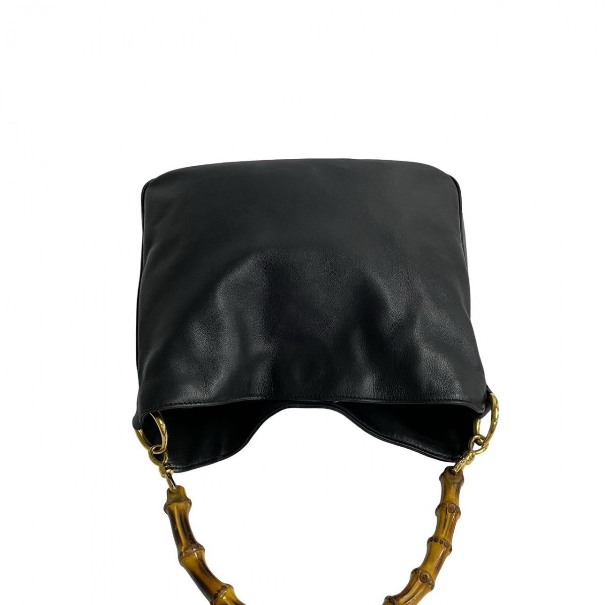 GUCCI Shoulder Bag leather black Bamboo Women Used Authentic