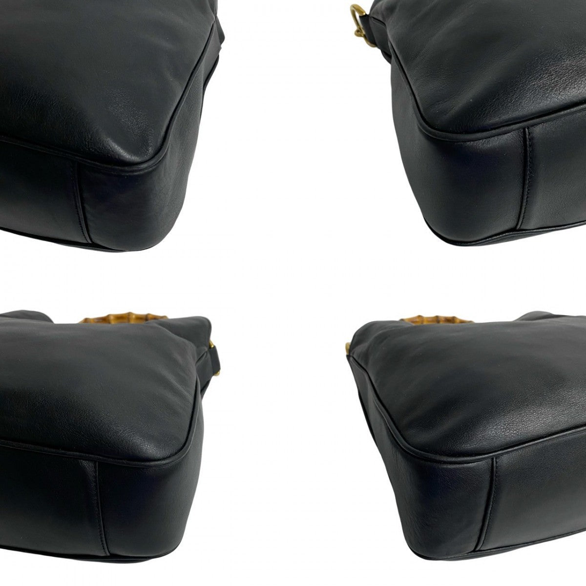GUCCI Shoulder Bag leather black Bamboo Women Used Authentic