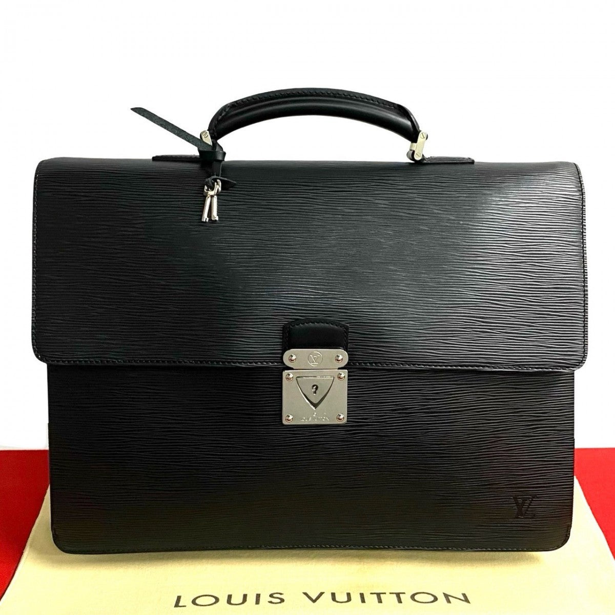 LOUIS VUITTON Business bag M54552 leather black Epi Laguito mens Used Authentic
