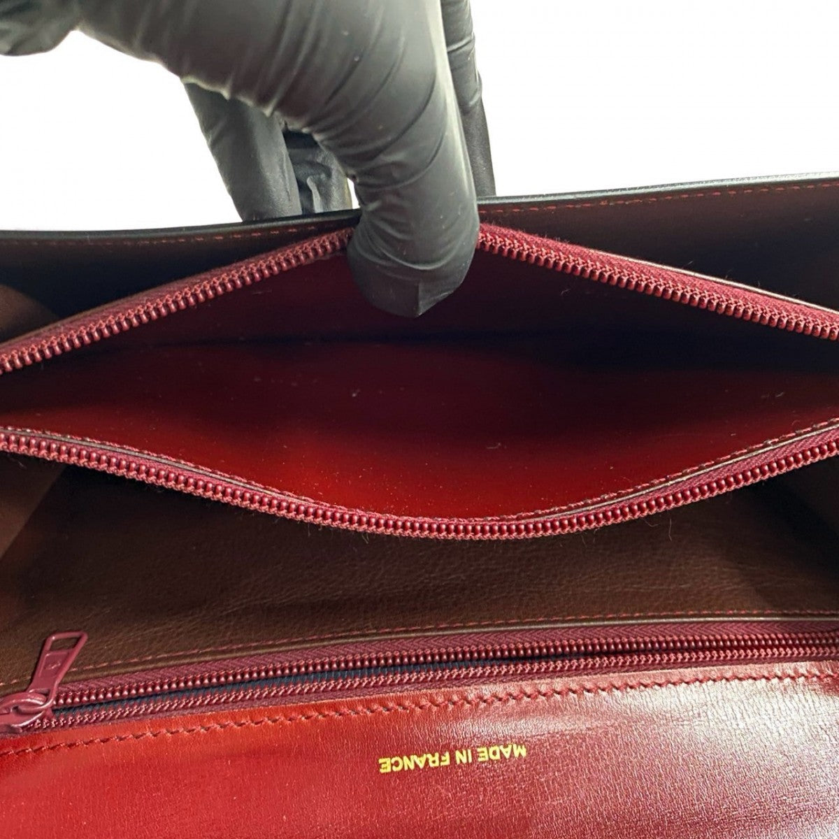 CELINE Handbag leather wine-red Star Ball logo Metal Women Used Authentic