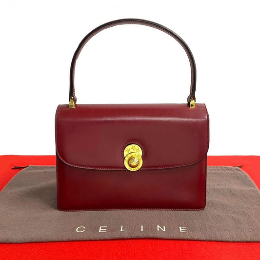 CELINE Handbag leather wine-red Star Ball logo Metal Women Used Authentic