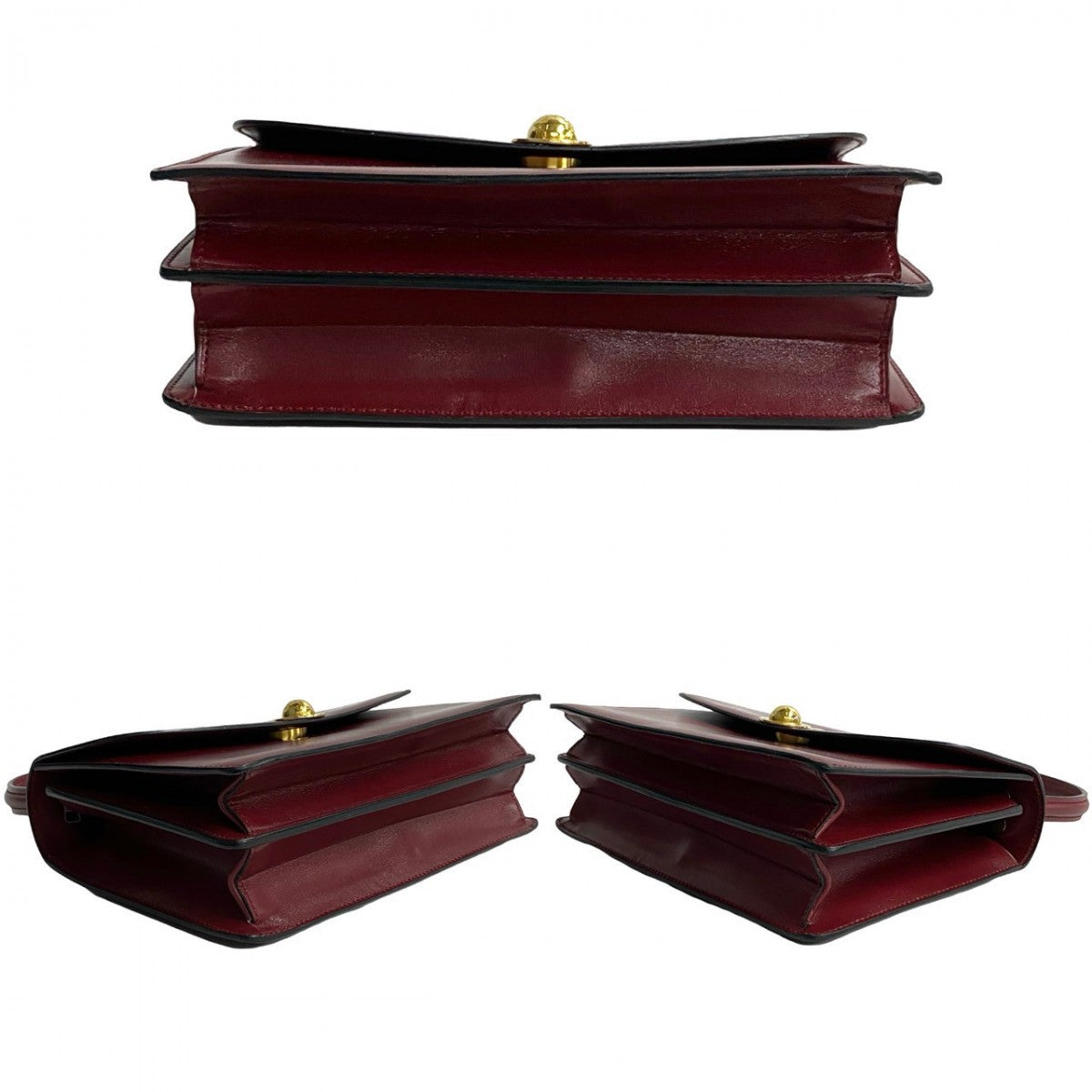 CELINE Handbag leather wine-red Star Ball logo Metal Women Used Authentic