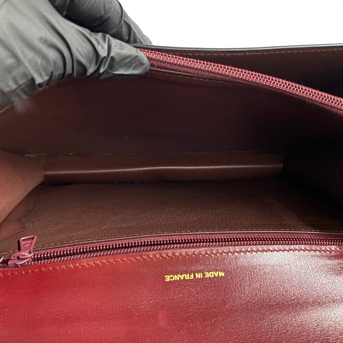 CELINE Handbag leather wine-red Star Ball logo Metal Women Used Authentic