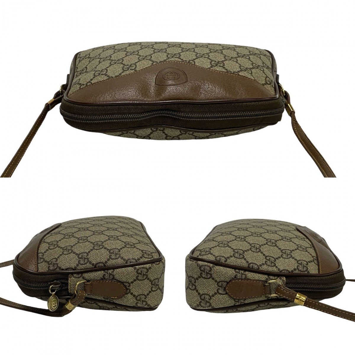 GUCCI Shoulder Bag Leather, PVC Brown GG logo Women Used Authentic