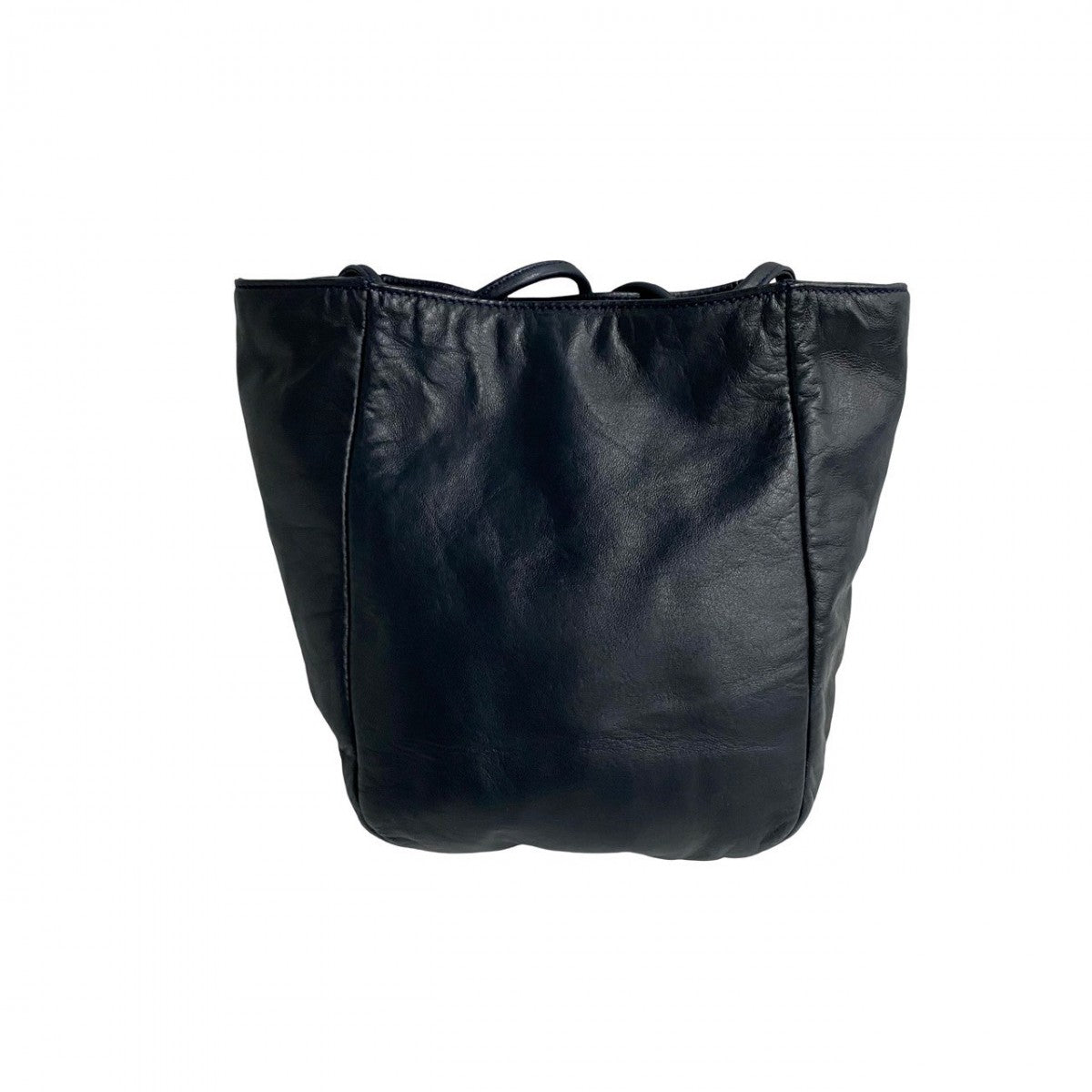 LOEWE Shoulder Bag leather Navy Anagram logo Women Used Authentic