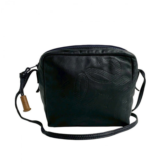 LOEWE Shoulder Bag leather Navy Anagram logo Women(Unisex) Used Authentic