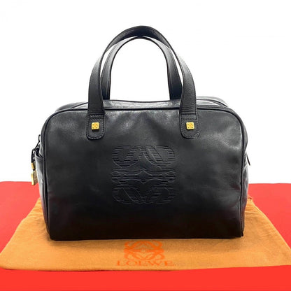 LOEWE Handbag leather black Anagram logo Amazonas Women Used Authentic