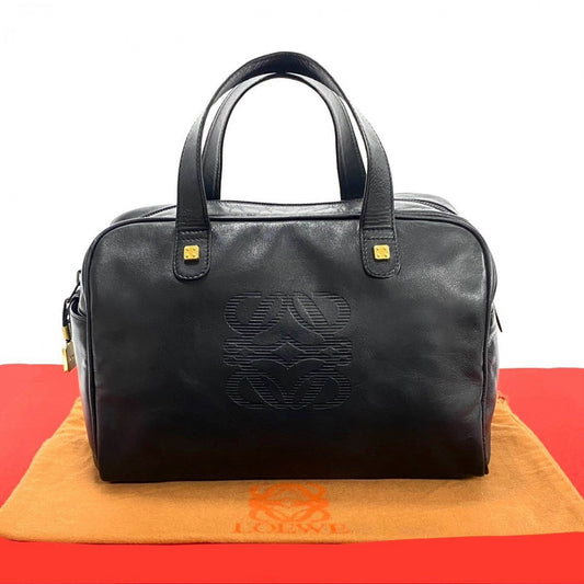 LOEWE Handbag leather black Anagram logo Amazonas Women Used Authentic