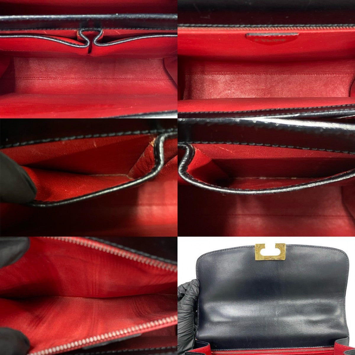 CELINE Handbag Calfskin, Leather black Triomphe logo Metal Women Used Authentic