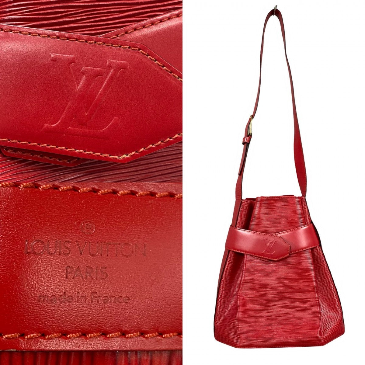 LOUIS VUITTON Shoulder Bag M80207 Epi Leather Red Epi Sac de Paul PM Women Used Authentic