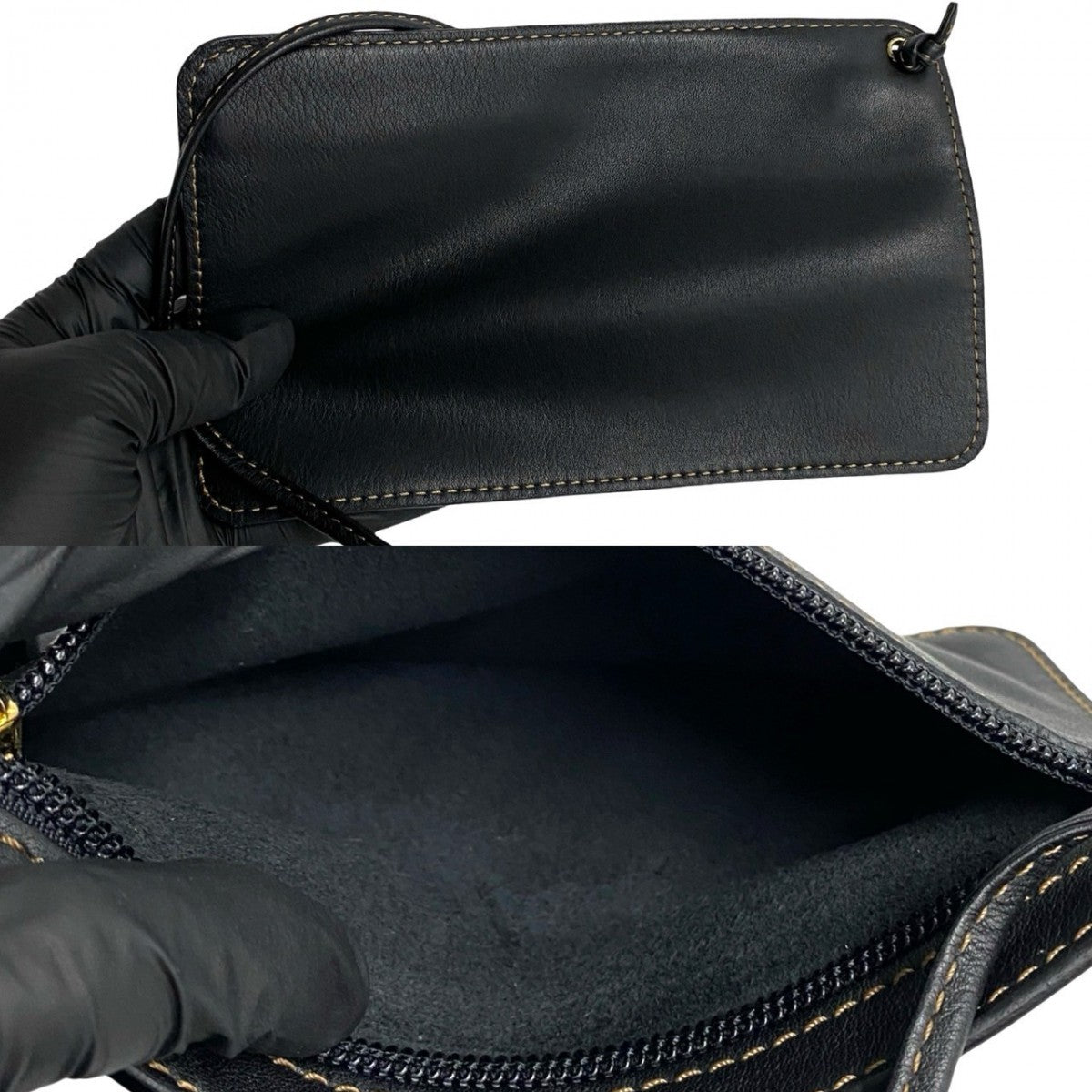 LOEWE Backpack leather black Anagram logo Anton Women Used Authentic