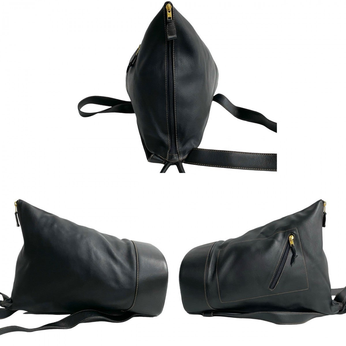 LOEWE Backpack leather black Anagram logo Anton Women Used Authentic