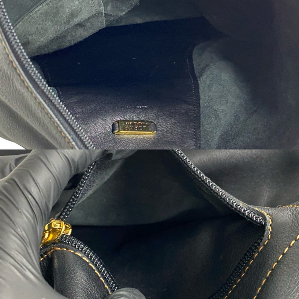 LOEWE Backpack leather black Anagram logo Anton Women Used Authentic