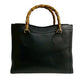 GUCCI Handbag leather black Bamboo Women Used Authentic