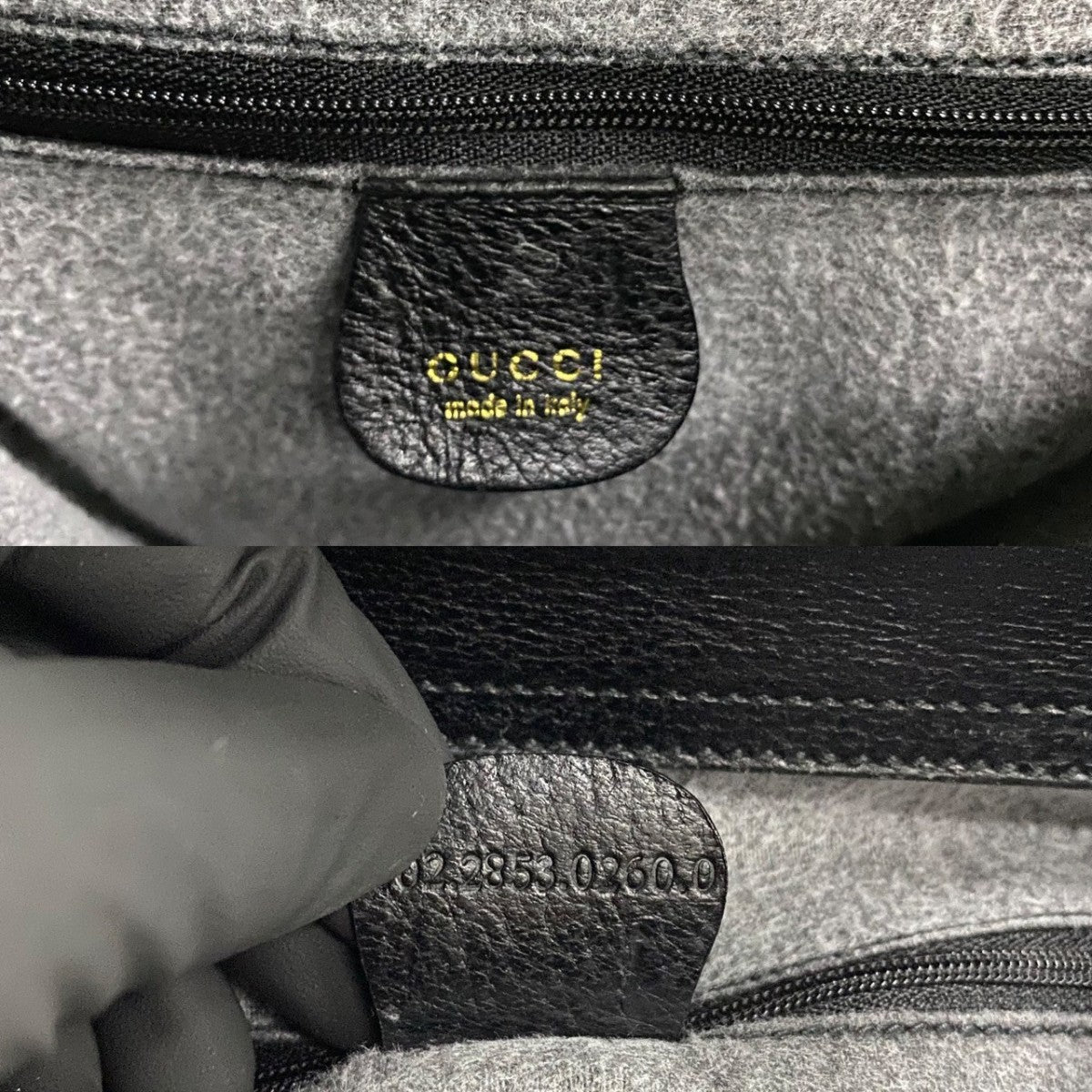 GUCCI Handbag leather black Bamboo Women Used Authentic