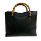 GUCCI Handbag leather black Bamboo Women Used Authentic