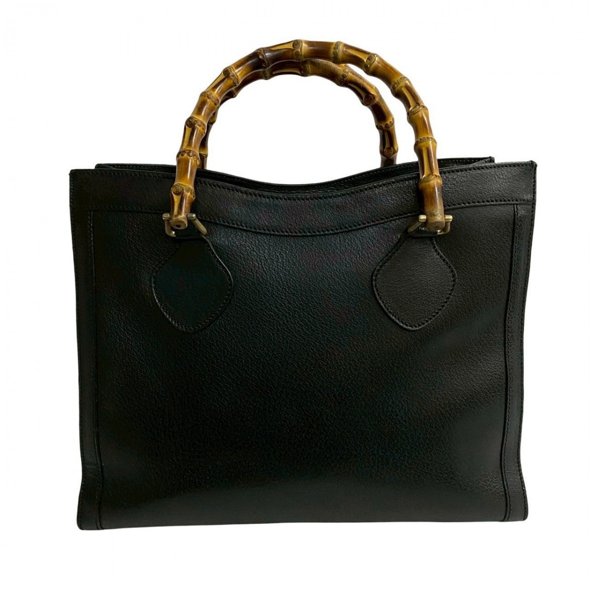 GUCCI Handbag leather black Bamboo Women Used Authentic