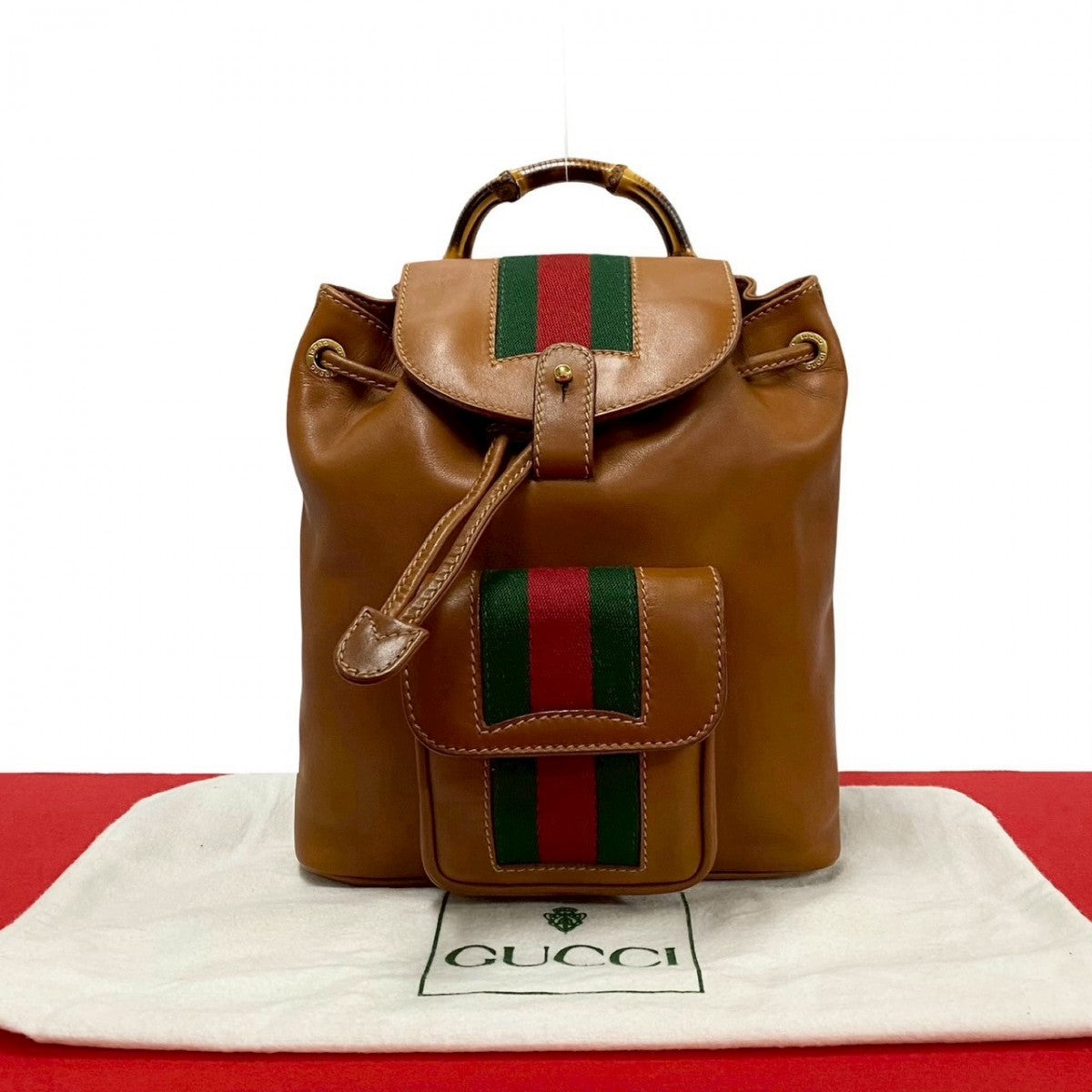 GUCCI Backpack leather Brown Bamboo Sherry Line
