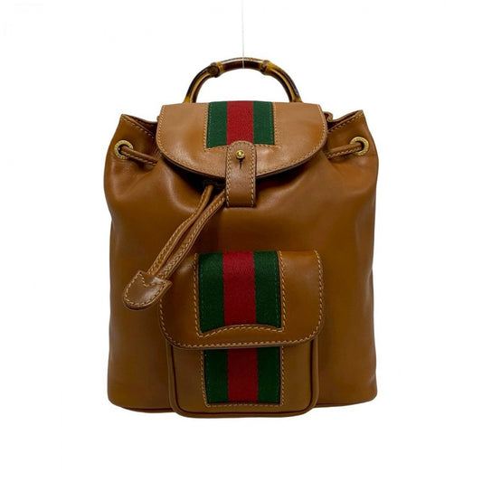 GUCCI Backpack leather Brown Bamboo Sherry Line