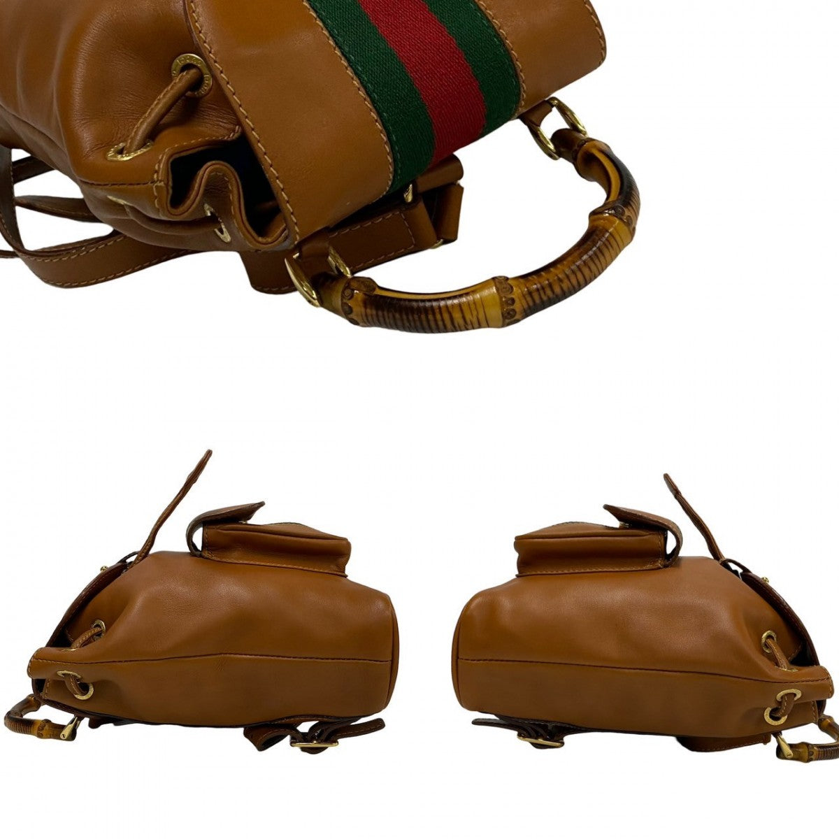 GUCCI Backpack leather Brown Bamboo Sherry Line