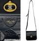 CELINE Shoulder Bag leather black Triomphe logo Metal Women Used Authentic