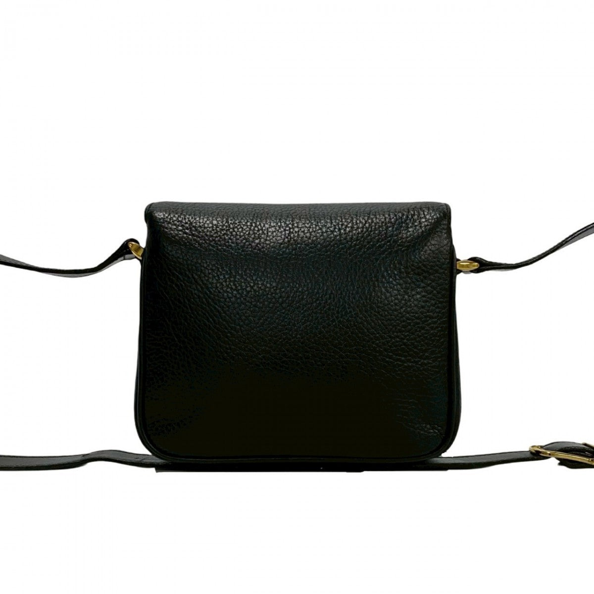 CELINE Shoulder Bag leather black Triomphe logo Metal Women Used Authentic