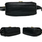 CELINE Shoulder Bag leather black Triomphe logo Metal Women Used Authentic