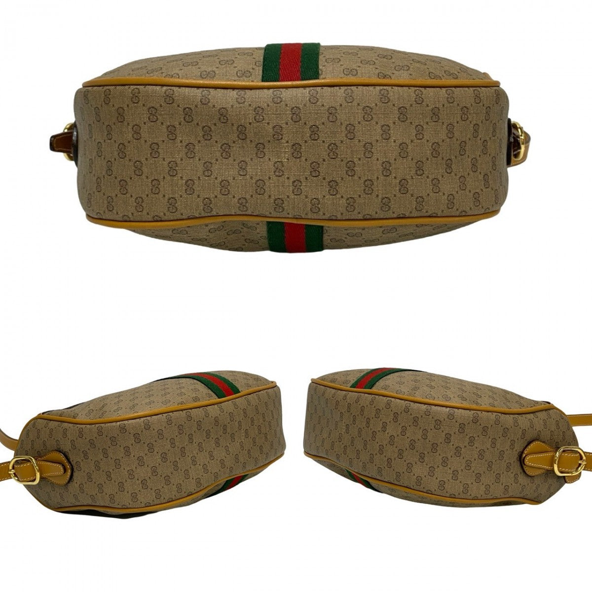 GUCCI Shoulder Bag Leather, PVC Brown Micro GG logo Sherry line Women Used Authentic