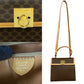CELINE Shoulder Bag Leather, PVC Brown Macadam Blason Triomphe Pattern logo ring Metal Women Used Authentic