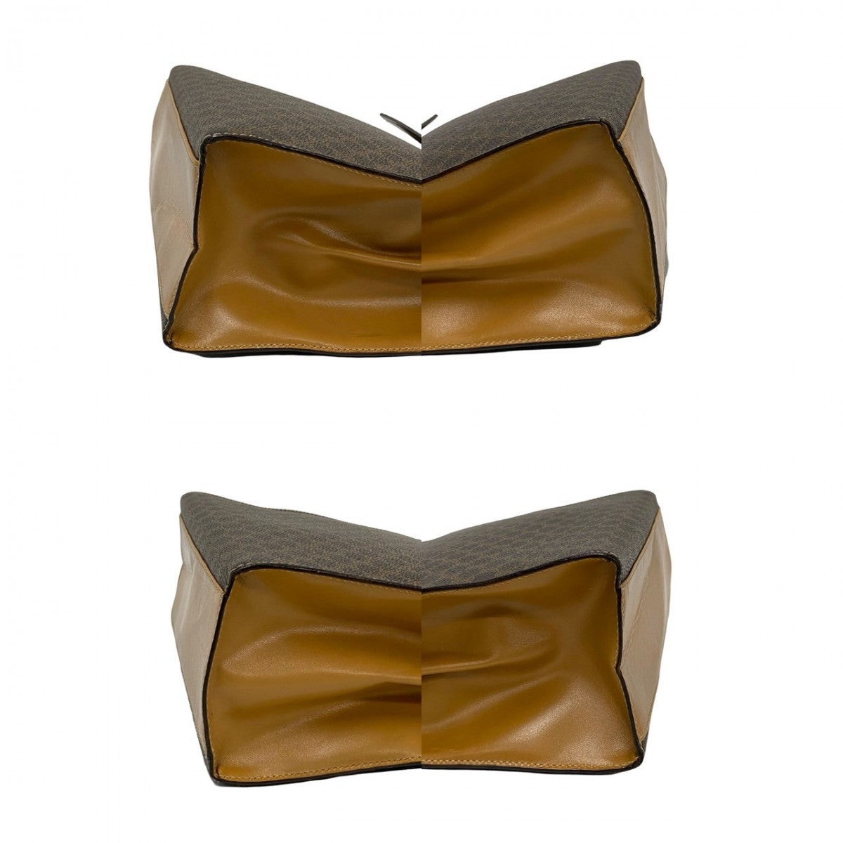 CELINE Shoulder Bag Leather, PVC Brown Macadam Blason Triomphe Pattern logo ring Metal Women Used Authentic