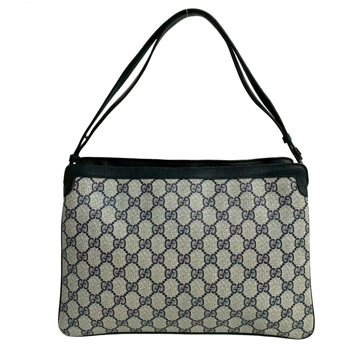 GUCCI Shoulder Bag Leather, PVC Navy Old Gucci GG logoMetal Sherry line Women Used Authentic