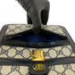 GUCCI Shoulder Bag Leather, PVC Navy GG logo Metal Sherry line Women Used Authentic