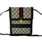 GUCCI Shoulder Bag Leather, PVC Navy GG logo Metal Sherry line Women Used Authentic
