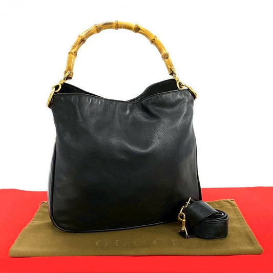 GUCCI Shoulder Bag Bamboo black