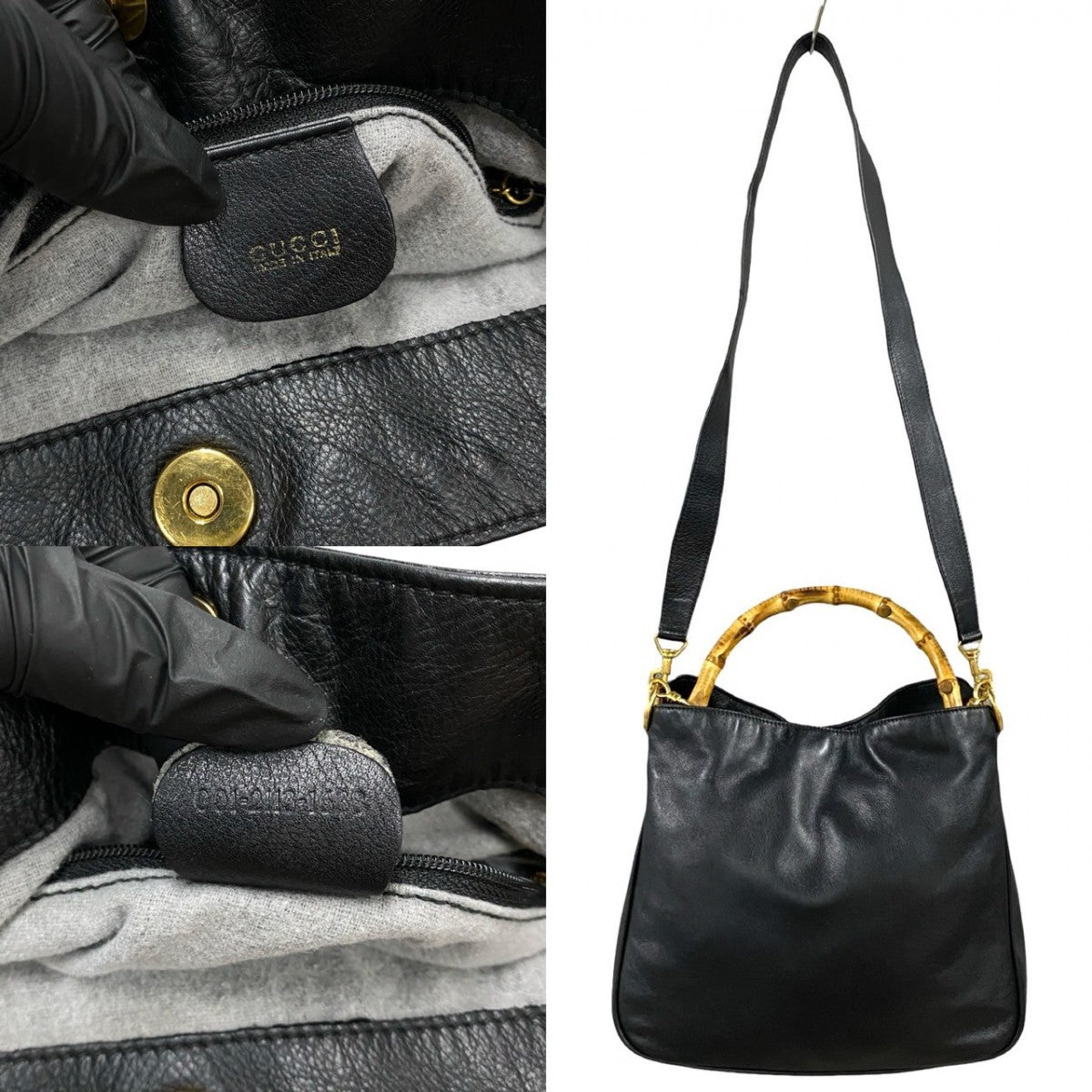 GUCCI Shoulder Bag Bamboo black