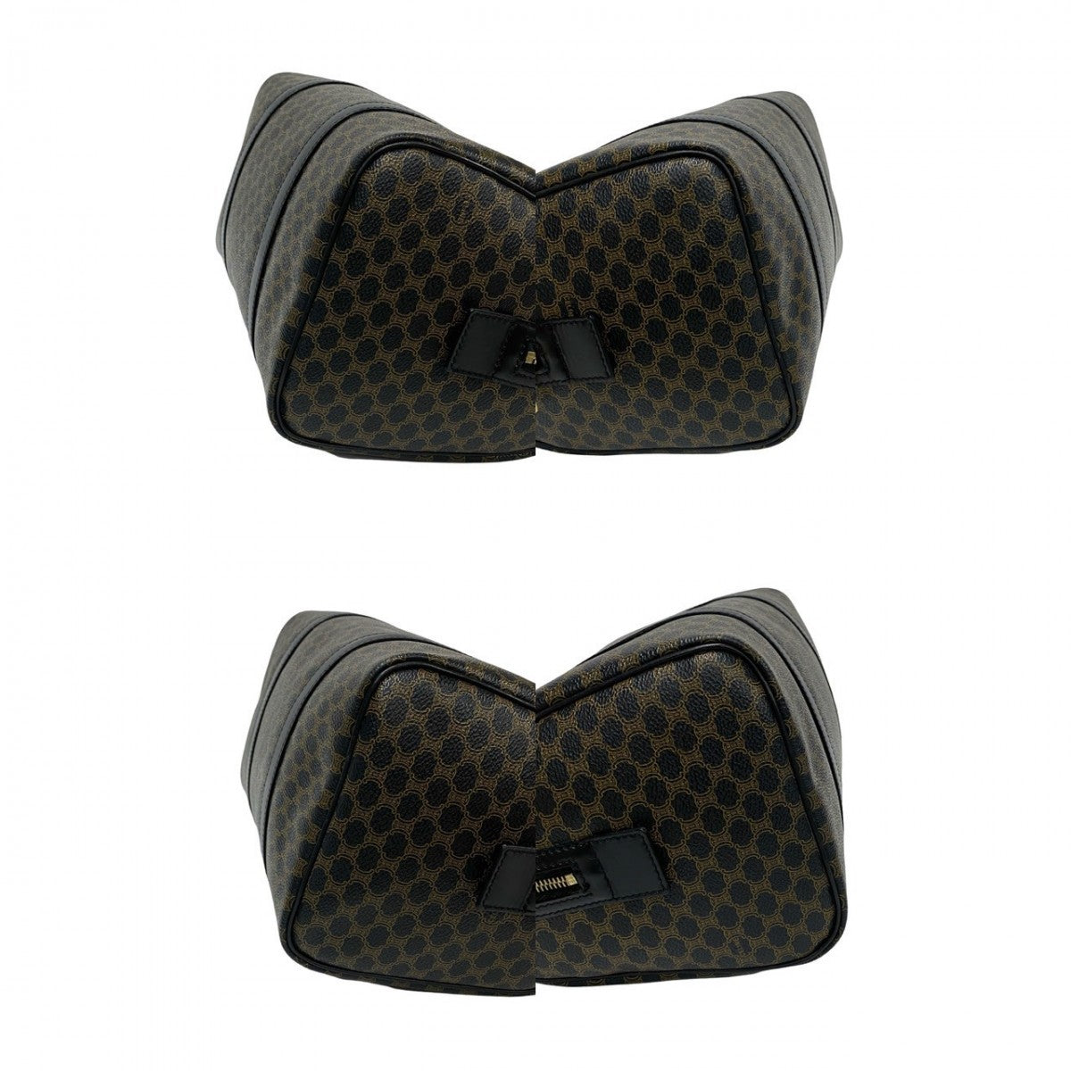 CELINE Handbag Leather, PVC black Macadam Blason Triomphe Pattern Women Used Authentic