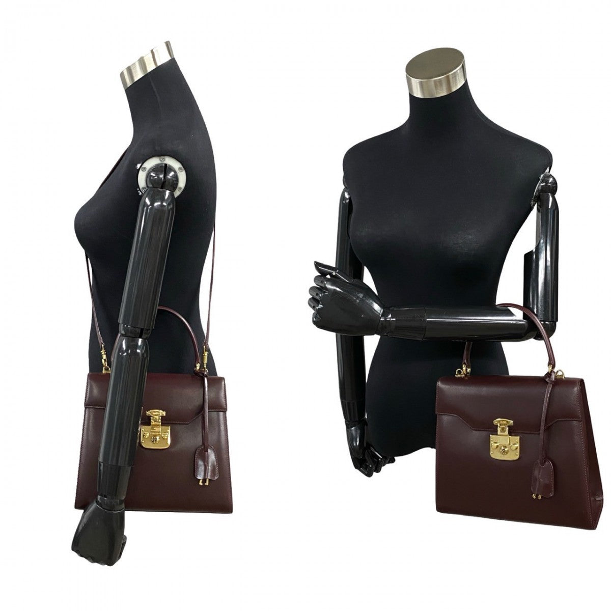 GUCCI Shoulder Bag leather wine-red Ready lock