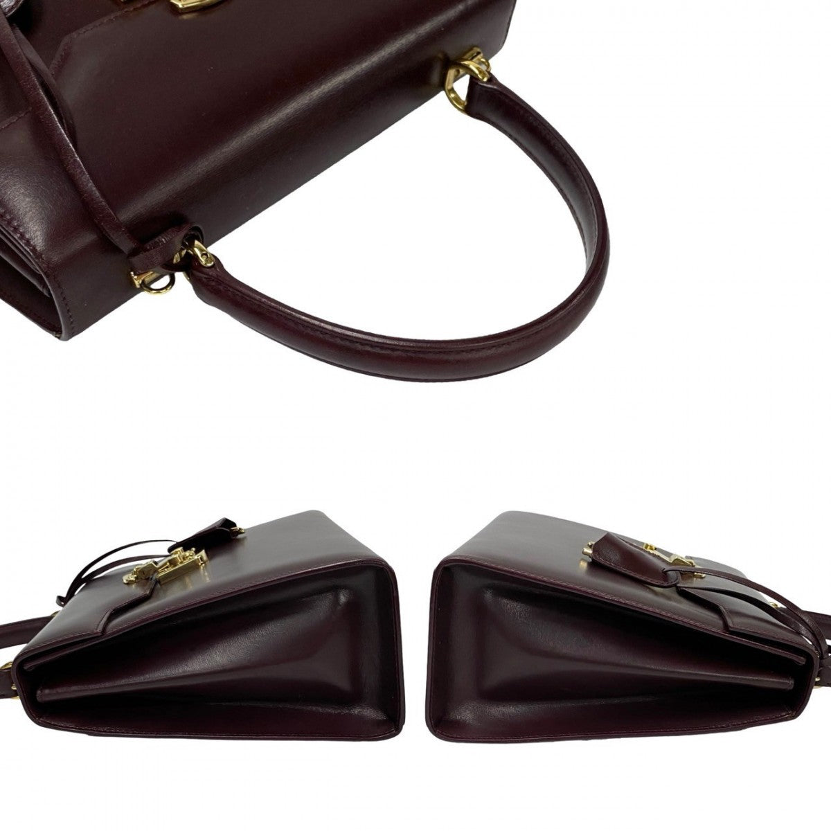 GUCCI Shoulder Bag leather wine-red Ready lock