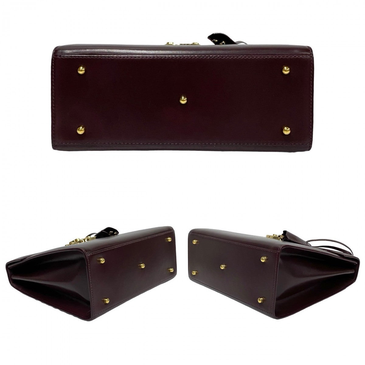GUCCI Shoulder Bag leather wine-red Ready lock