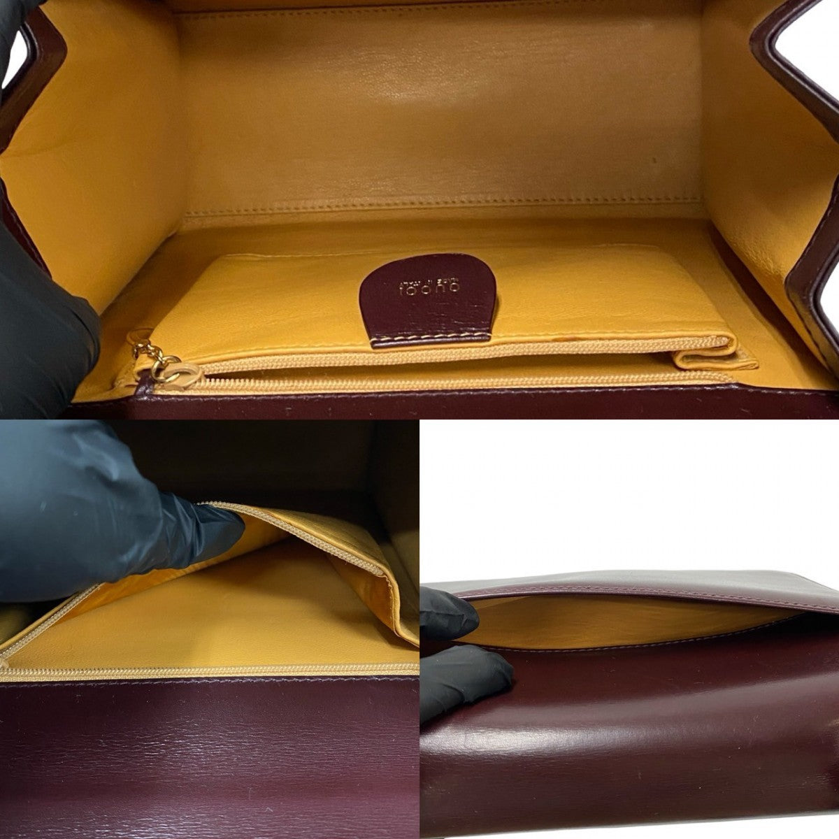 GUCCI Shoulder Bag leather wine-red Ready lock
