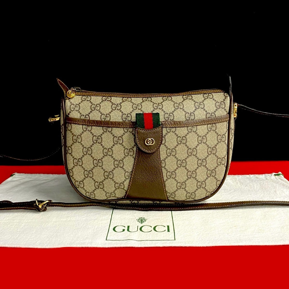 GUCCI Shoulder Bag leather Brown Sherry line