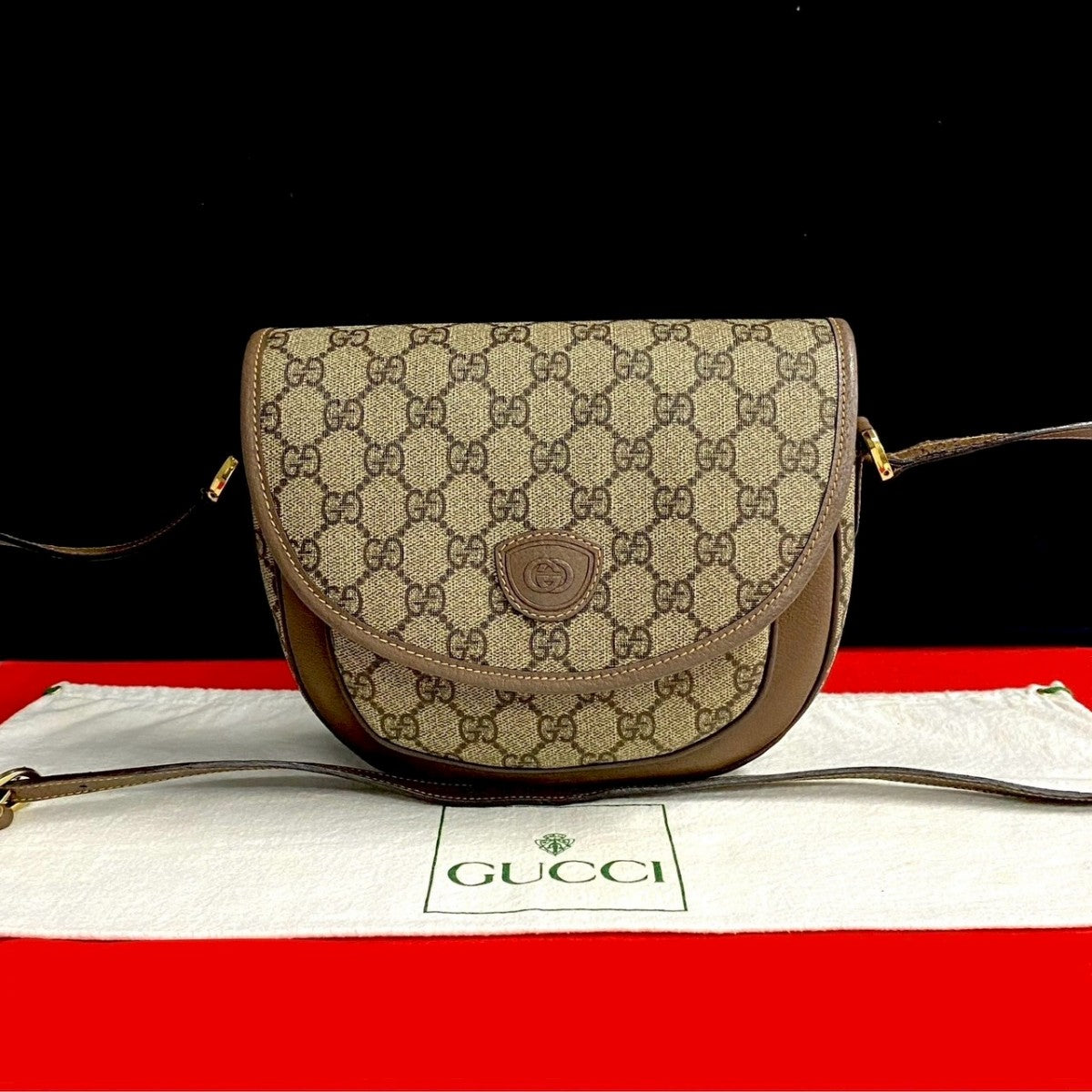 GUCCI Shoulder Bag leather Brown