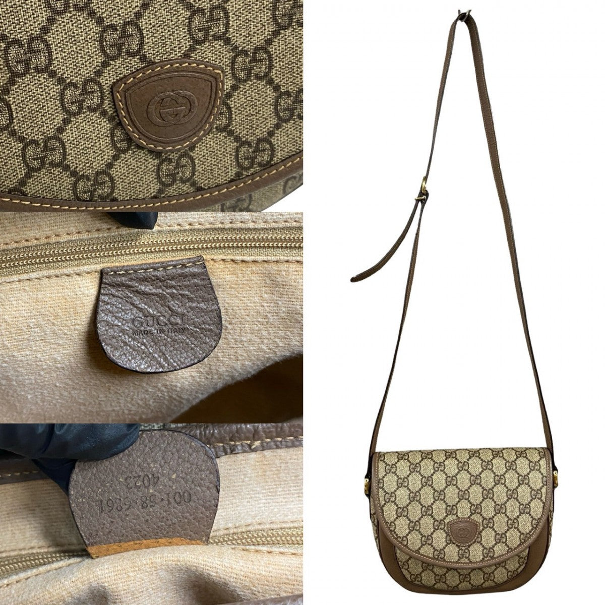 GUCCI Shoulder Bag leather Brown