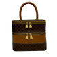 CELINE Handbag Leather, PVC Brown Macadam Blason Triomphe Pattern Women Used Authentic