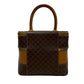 CELINE Handbag Leather, PVC Brown Macadam Blason Triomphe Pattern Women Used Authentic