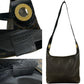 CELINE Shoulder Bag Leather, PVC black Macadam Blazon Triomphe Pattern Circle Logo Metal Women Used Authentic