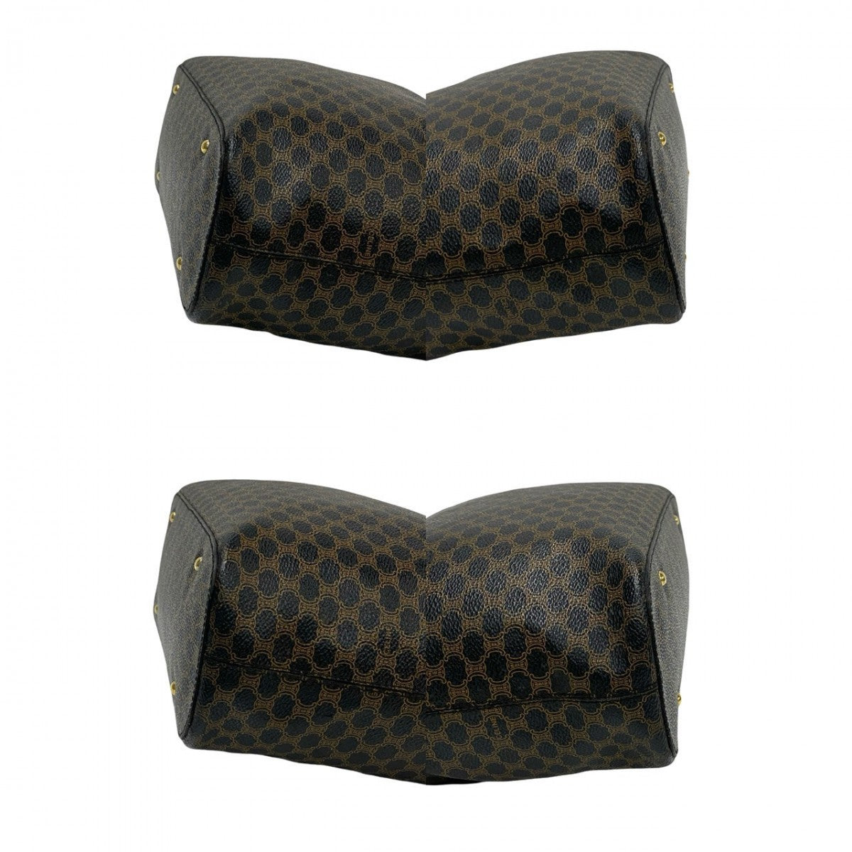 CELINE Shoulder Bag Leather, PVC black Macadam Blazon Triomphe Pattern Circle Logo Metal Women Used Authentic