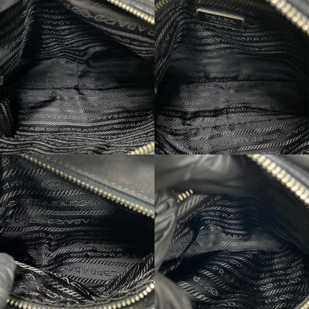 PRADA Shoulder Bag Leather, Nylon black Triangle Logo Metal Women Used Authentic
