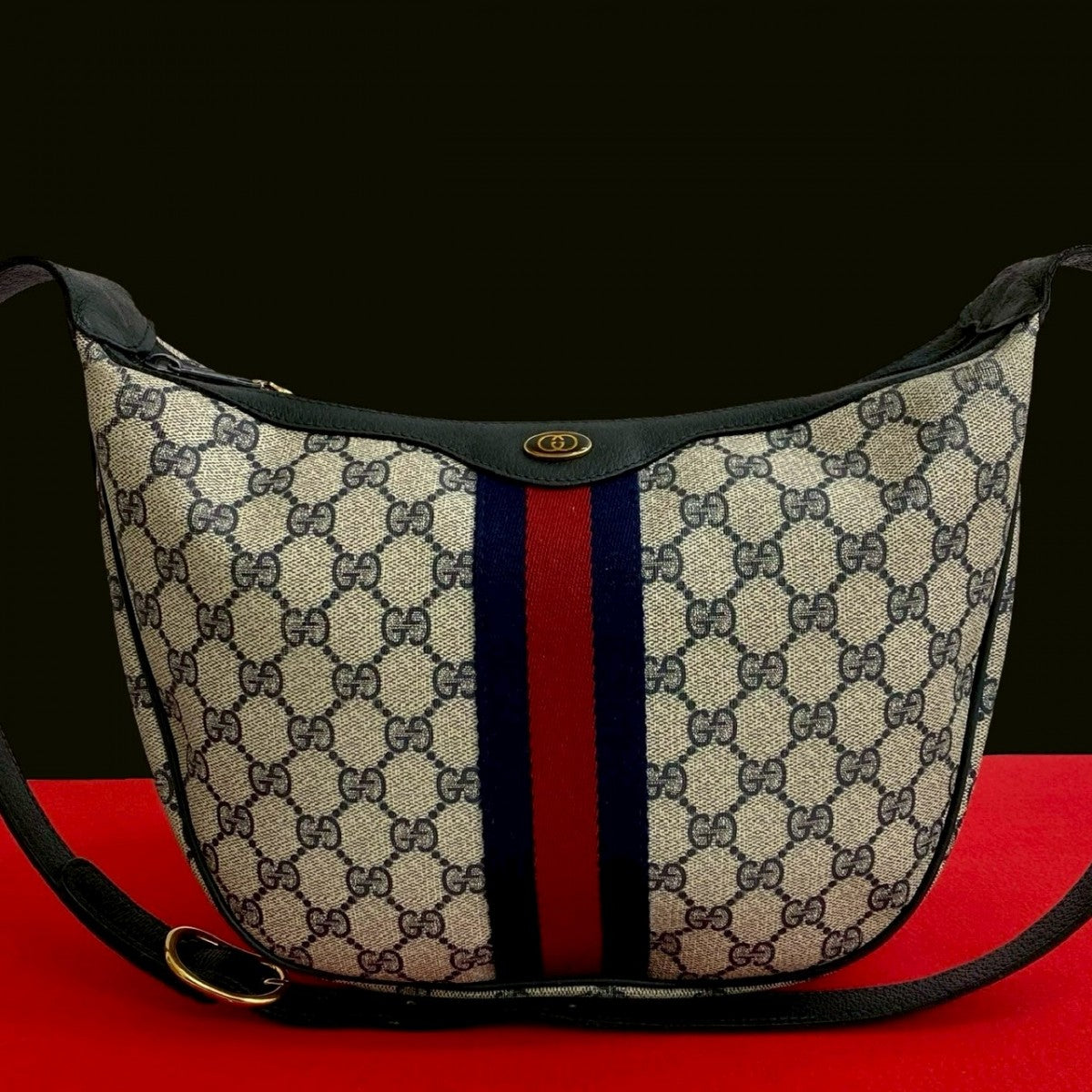 GUCCI Shoulder Bag leather Navy