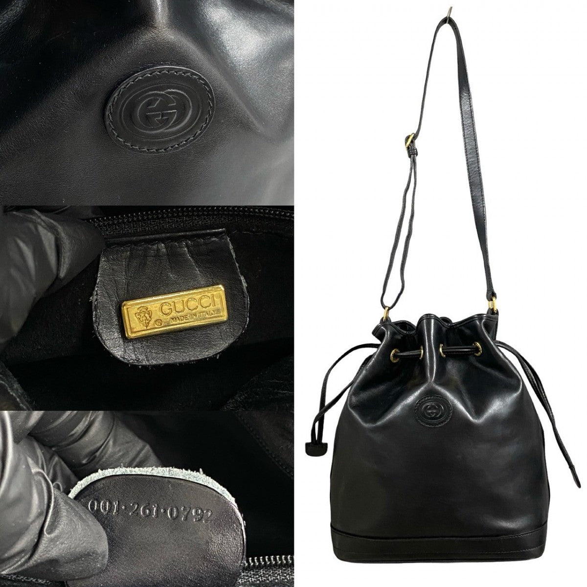GUCCI Shoulder Bag leather black Old Gucci